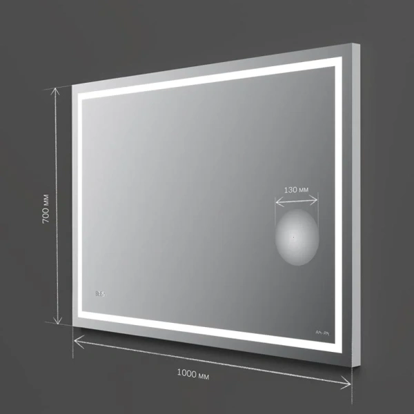 Зеркало с подсветкой AM.PM Gem 100х70 см с часами и косметическим зеркалом - фото 2