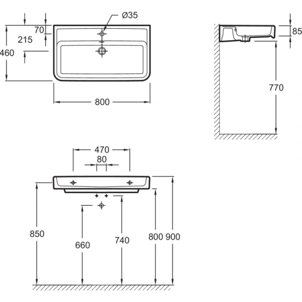 Раковина подвесная Jacob Delafon REPLAY E4490-00 80 см керамическая - фото 3