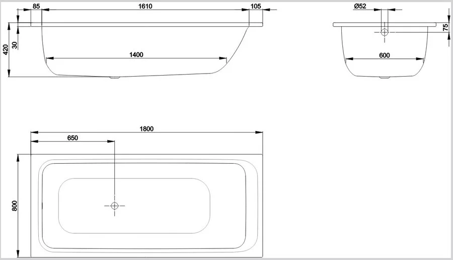 Ванна стальная Bette Select 3413-000 PLUS 180 х 80 х 42 см с шумоизоляцией, c покрытием BetteGlasur ® Plus, белая, прямоугольные - фото 5