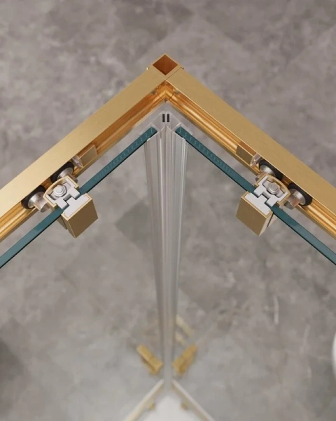 Душевой уголок Cezares Molveno 120x100 см стекло прозрачное профиль золото, стеклянные, угловые, без поддона - фото 6