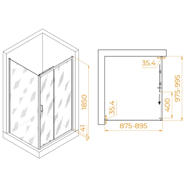 Душевой уголок RGW Passage PA-145 100х90 см прямоугольный, профиль хром - фото 2