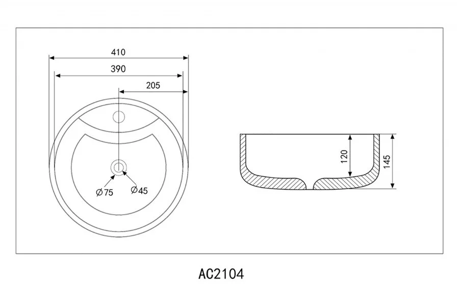 Раковина Abber Bequem AC2104 41 см керамическая - фото 2