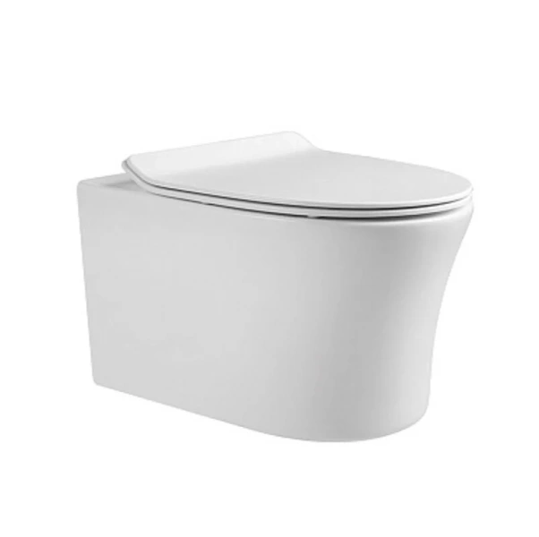 Унитаз подвесной Акватек Ника безободковый, недорогие, безободковые, сиденье с микролифтом , с антивсплеском - фото 6