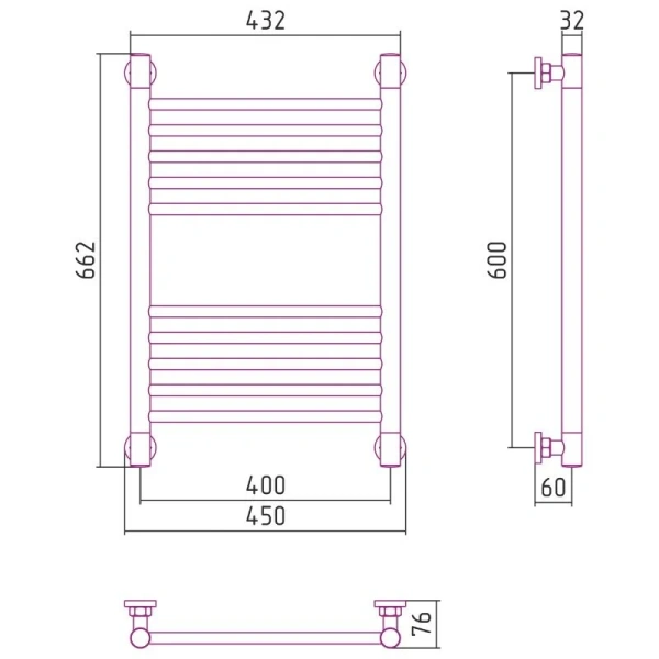 Полотенцесушитель водяной Сунержа Богема+ 40х60 см шампань, современные, hi-tech - фото 2