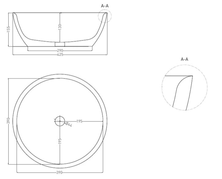 Раковина Salini Alda 02 42 см накладная, покраска по RAL полностью - фото 2