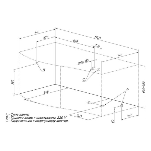 Схема, с гидромассажем, недорогие, большие, глубокие - фото 5