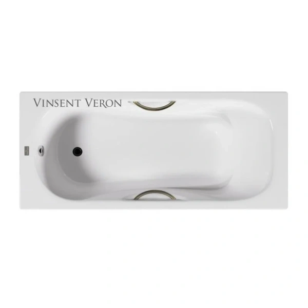Чугунная ванна Vinsent Veron Aura VAU1507542H/VH0015BR, 150 x 75 см, ручки бронза, цвет белый - фото 3