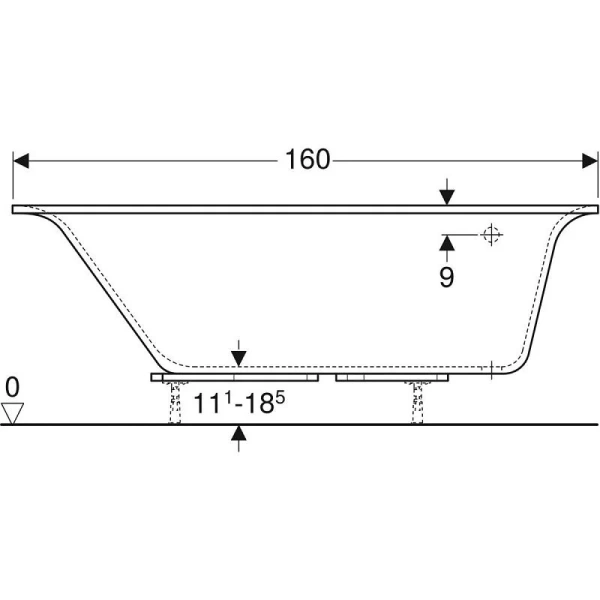 Ванна акриловая Geberit Renova Plan R/L, 160 х 100 см, белая - фото 3