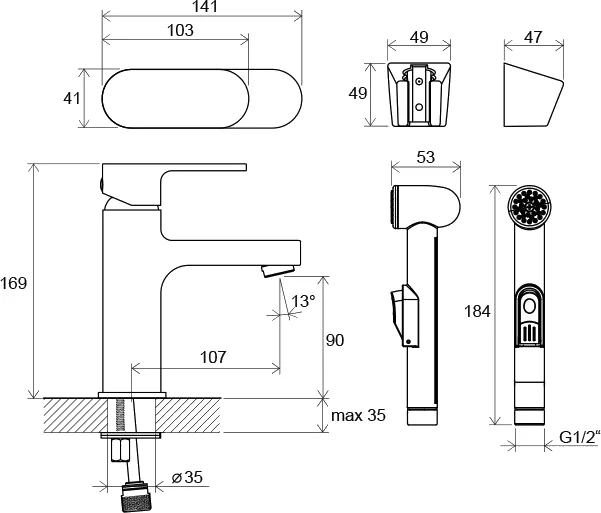 Смеситель для раковины с гигиеническим душем Ravak Chrome CR 112.00 X070092 - фото 4
