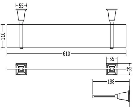 Полка со стеклом для ванной, цвет никель, Devon&Devon Time, по запросу - фото 2