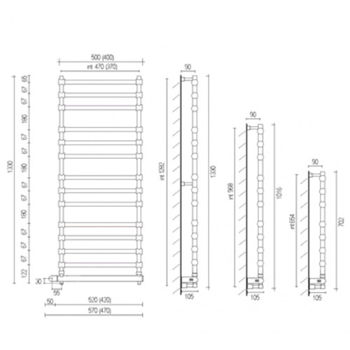 Полотенцесушитель электрический цвет:хром Margaroli 370-564-11 Box, 11 секций - фото 2