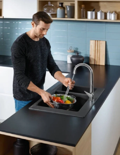 Смеситель для кухни Hansgrohe Talis 73851 с выдвижным изливом, высокие, округлая форма - фото 5