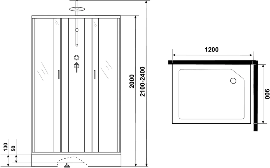 Душевая кабина Niagara Classic 120x90 см стекло матовое, в наличии - фото 11