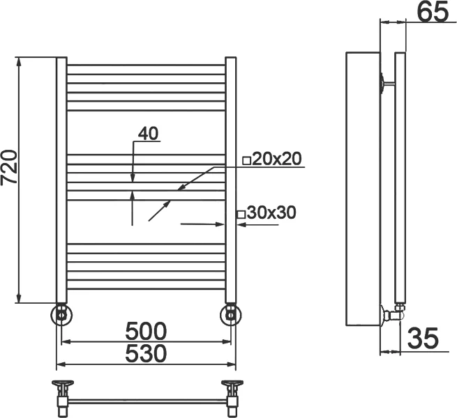 Полотенцесушитель водяной Ника Modern 80x50 см белый матовый - фото 2