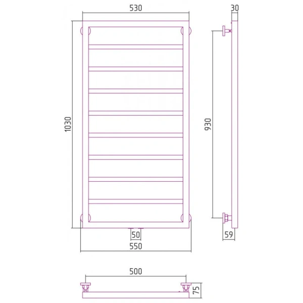 Полотенцесушитель водяной Сунержа Канцлер 50х100 см белый матовый, современные, hi-tech - фото 2