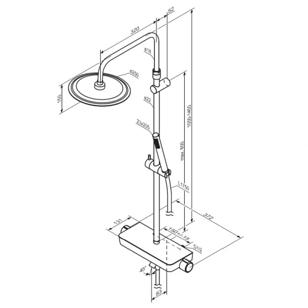 Душевая стойка Damixa Scandinavian Pure черная, современные, hi-tech - фото 2
