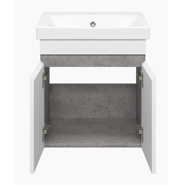 Тумба под раковину подвесная Misty Ронда 50 см белая/бетон Чикаго светло-серый - фото 4