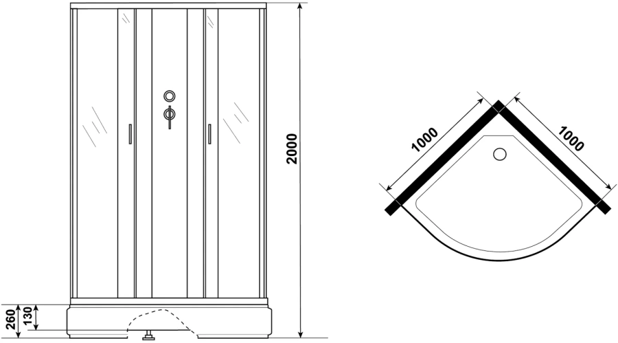 Душевая кабина Niagara Classic 100x100 см стекло матовое, со средним поддоном index_1 - фото 14