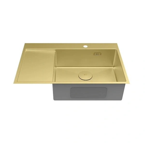 Мойка для кухни Lemark Kezadra 78 см светлое золото, правая, из нержавеющей стали, стальные, металлические - фото 3