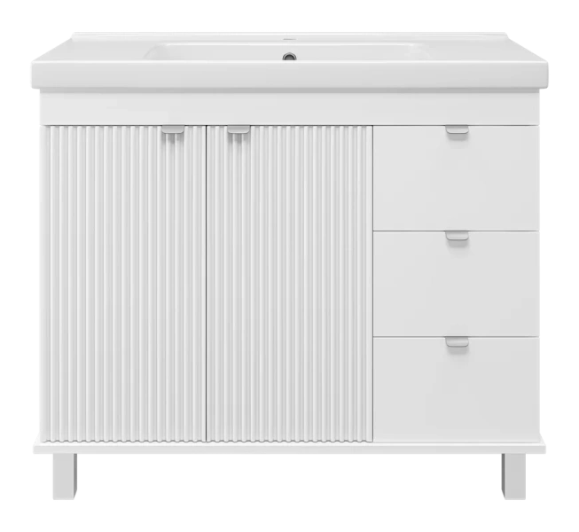 Тумба под раковину напольная Misty Аврора 100 см белая, белая - фото 7