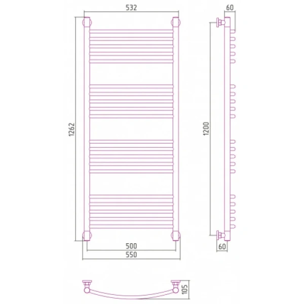 Полотенцесушитель водяной Сунержа Богема+ 50х120 см белый матовый, современные, hi-tech - фото 2