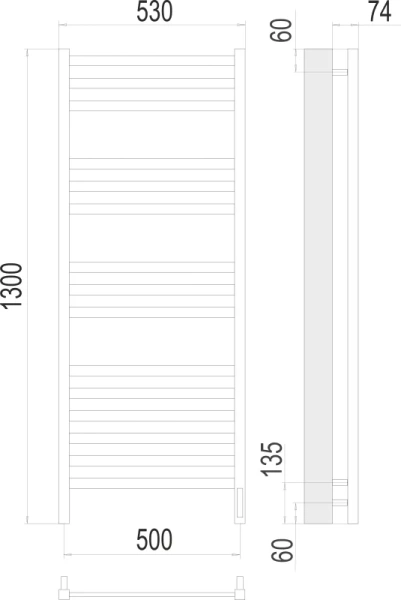 Полотенцесушитель электрический Terminus Енисей П15 50х130 см скрытое подключение - фото 2
