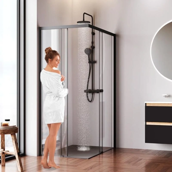 Душевой уголок Am.Pm X-Joy 120x80 см профиль черный, стекло прозрачное, черные - фото 4