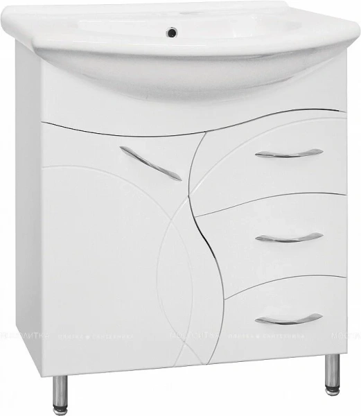 Тумба с раковиной напольная Style Line Амелия ЛС-00002281 76 см с тремя ящиками - фото 1