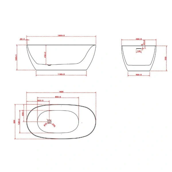 Акриловая ванна Vincea VBT-601-1600, 160 x 85 см, цвет белый - фото 2