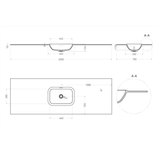 Раковина Salini Onda Edge Round 200 см покраска по RAL полностью - фото 3