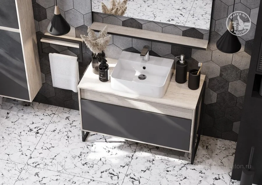 Зеркало Акватон Лофт Урбан 100 см дуб орегон, без подсветки - фото 7