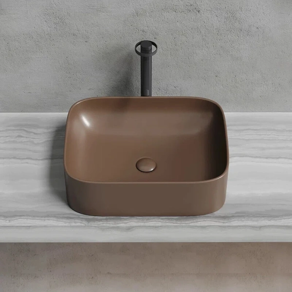 Раковина Ceramica Nova Element 50 см темно-коричневая, в форме чаши, прямоугольной формы - фото 5