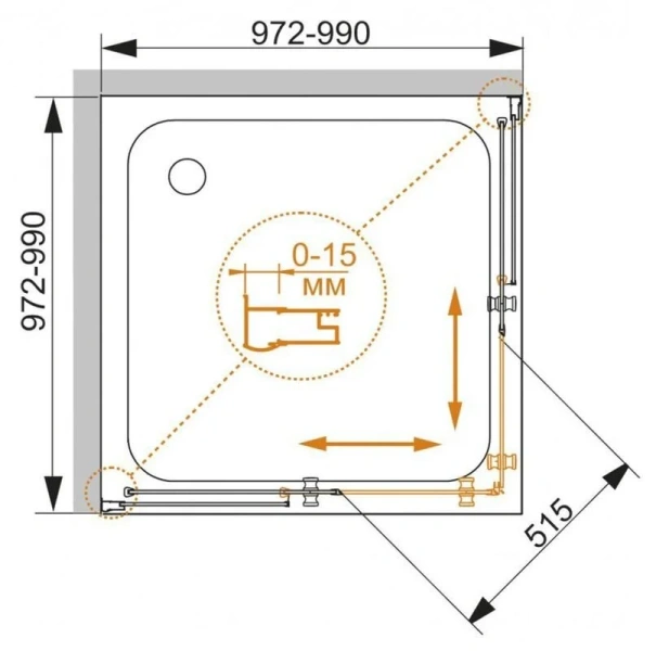 Душевой уголок Cezares Pratico 100х100 см стекло прозрачное - фото 2