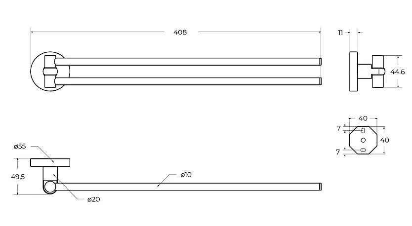 Полотенцедержатель Cezares Relax хром - фото 2