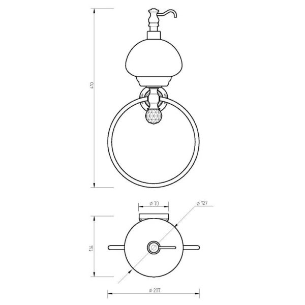 Дозатор для мыла с полотенцедержателем Migliore Cristalia золото - фото 2