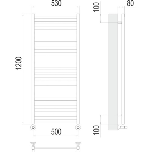 Полотенцесушитель водяной Terminus Грета П15 500х1200 хром - фото 3