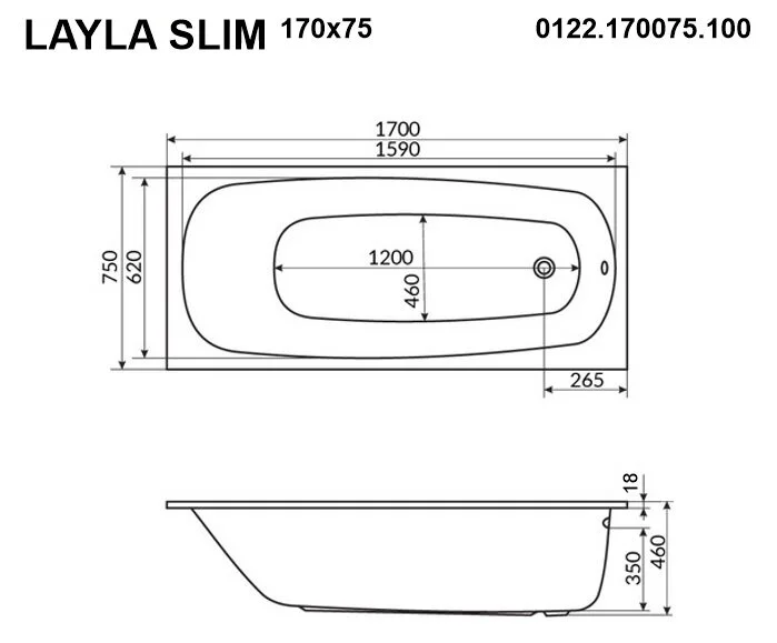Ванна гидромассажная Whitecross Layla Slim 170 x 75 см, LINE NANO, хром, белый, 0122.170075.100.LINENANO.CR - фото 3