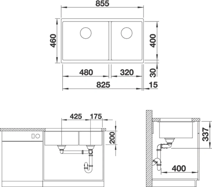 Мойка для кухни Blanco Subline 480/320-U 85.5 см серый беж - фото 2