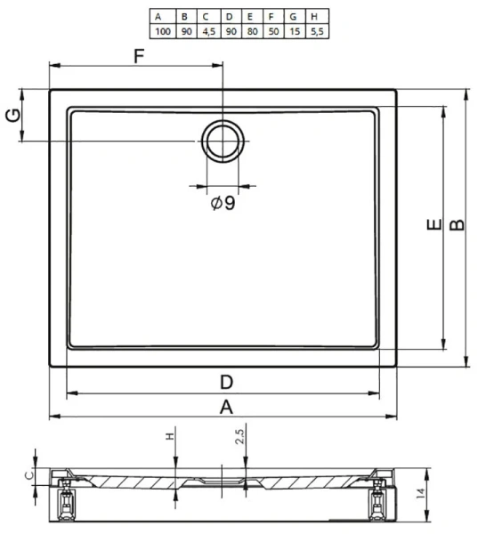 Душевой поддон акриловый белый с панелью Riho Davos 253 100x90 см - фото 3