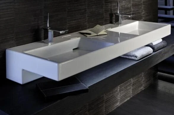 Раковина двойная Jacob Delafon Terrace 150 см с подсветкой, белая, белые - фото 4