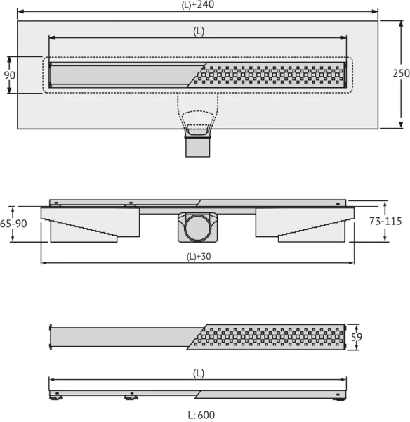 Душевой лоток BERGES C1 Norma 60 см черный матовый index_1 - фото 8
