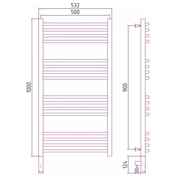 Полотенцесушитель электрический Сунержа Богема 3.0 50х100 см левый без покрытия, современные, hi-tech - фото 2