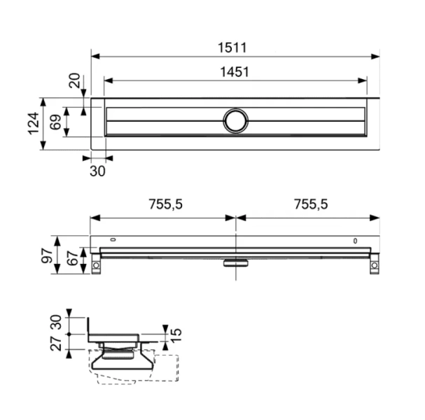 Дренажный канал Tece TECEdrainline 145 см с гидроизоляцией - фото 3