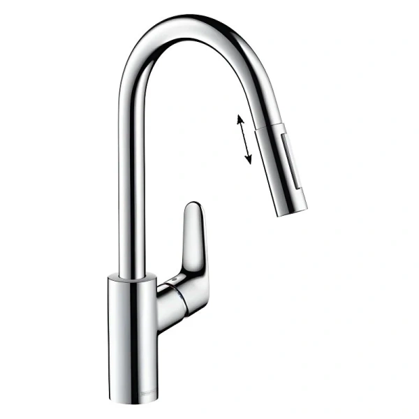 Смеситель для кухни Hansgrohe Focus с выдвижным изливом, хром - фото 1