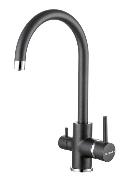 Смеситель для кухни Paulmark Essen черный металлик - фото 1