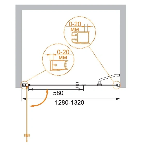 Душевая дверь в нишу Cezares Elena 130 см стекло прозрачное - фото 2