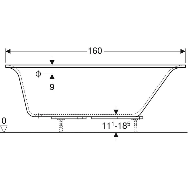 Ванна акриловая Geberit Renova Plan R/L, 160 х 100 см, белая, в наличии - фото 9