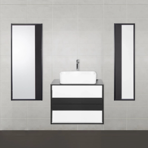 Шкаф-пенал подвесной Style Line Амстердам 45 см белый/черный - фото 2