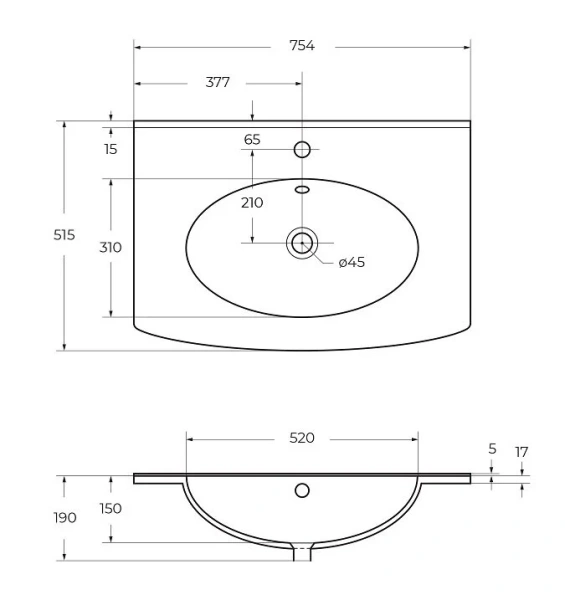 Раковина мебельная Cezares 75 см керамическая, в наличии - фото 2