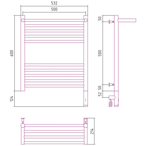Полотенцесушитель электрический Сунержа Богема 3.0 50х60 см правый другие цветовые решения - фото 4